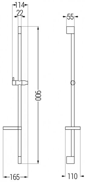 Mexen DS sprchová tyč s mydelničkou 90 cm, chróm - 79383-00