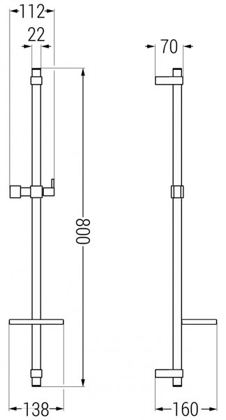 Mexen DQ sprchová tyč s mydelničkou 80 cm, biela - 79381-20
