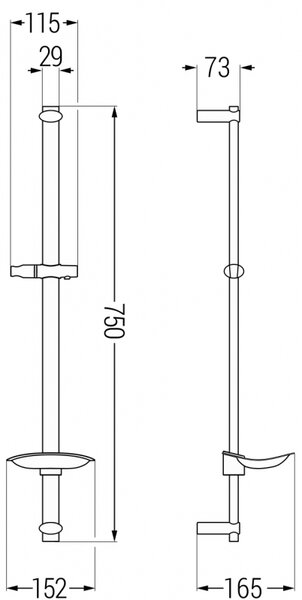 Mexen DB sprchová tyč s mydelničkou 75 cm, čierna - 79384-70