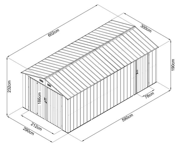 Záhradný domček / garáž Avenberg 6.02 x 3 m ANTRACIT CG-K2010-B