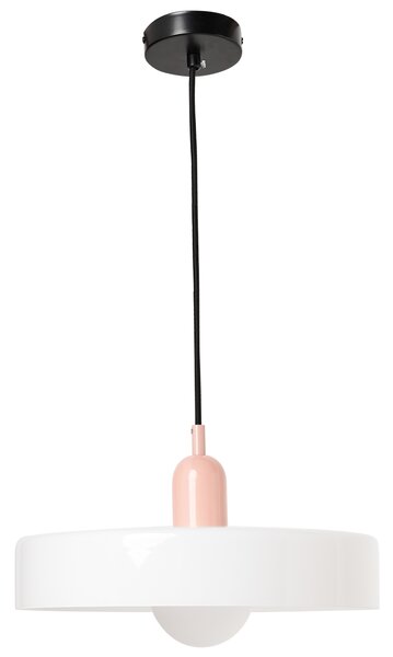 Závesná lampa biela ružová sklenené tienidlo okrúhly tvar moderný retro štýl obývacia izba kuchyňa jedáleň