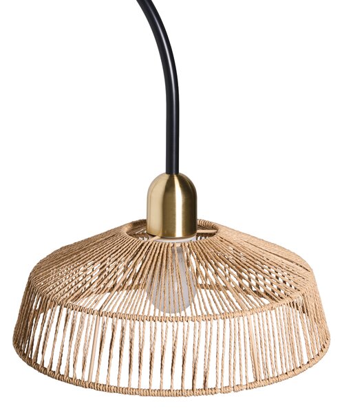 Nástenná lampa prírodná papierový výplet čierna kovová základňa ručná výroba boho štýl obývacia izba spálňa