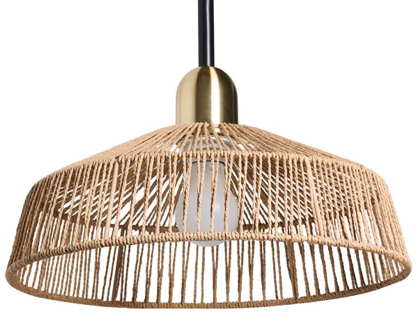 Nástenná lampa prírodná papierový výplet čierna kovová základňa ručná výroba boho štýl obývacia izba spálňa