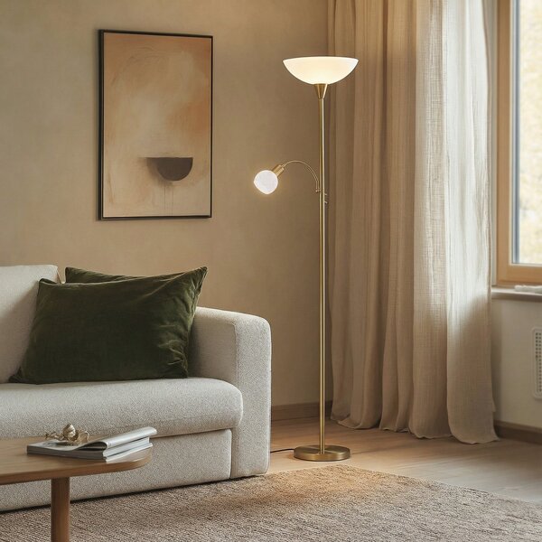 Stojacie Lampa Lindby, Elaina, Zlatá / Mosadz, Obývacia izba, Kov, Moderný