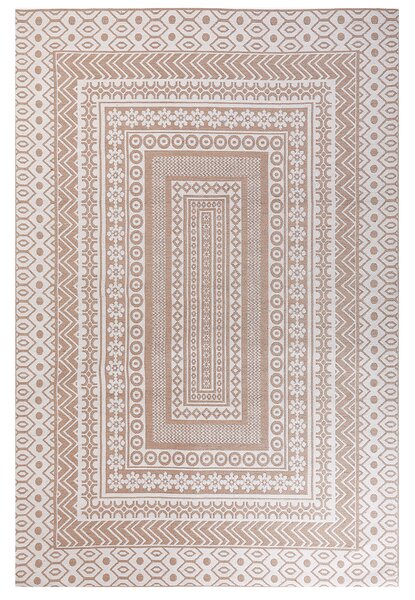 Koberec béžový a biely juta vlna 200 x 300 cm moderný geometrický vzor mäkký povrch bytový doplnok