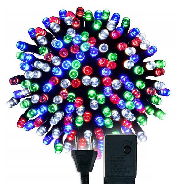 BERGE LED vianočná reťaz - 180LED - 18M - IP20 - 8 funkcií - multicolor