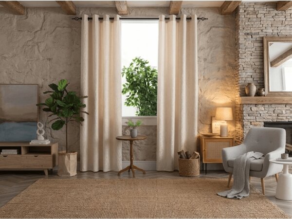 Zatemňovací záves DUNES VELVET 140x250 cm, krémový Zavesenie: Kovové krúžky