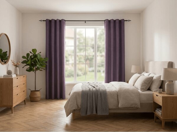 Zatemňovací záves DUNES VELVET 140x250 cm, fialový Zavesenie: Riasiaca páska