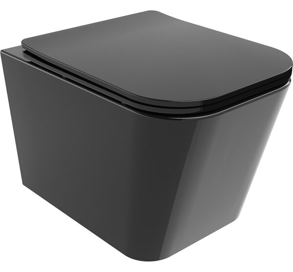 Mexen Teo WC misa Rimless s pomaly padajúcim doskom slim, duroplast, čierny lesk - 30854070