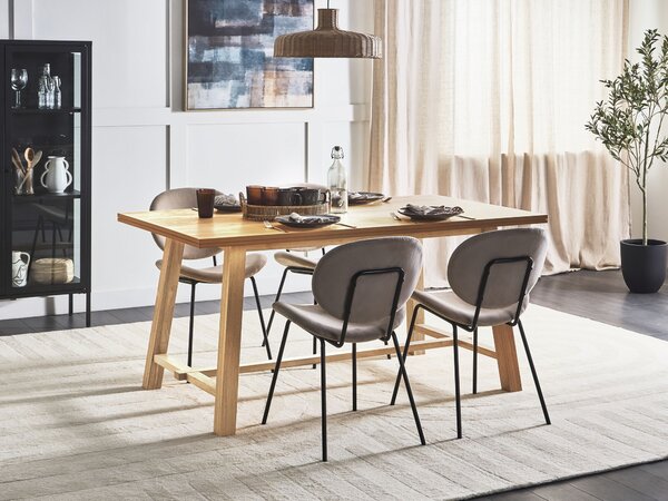 Jedálenský stôl prírodný jaseň MDF 160 x 90 cm nohy z kaučukového dreva dyhovaná doska prírodná povrchová úprava škandinávsky štýl