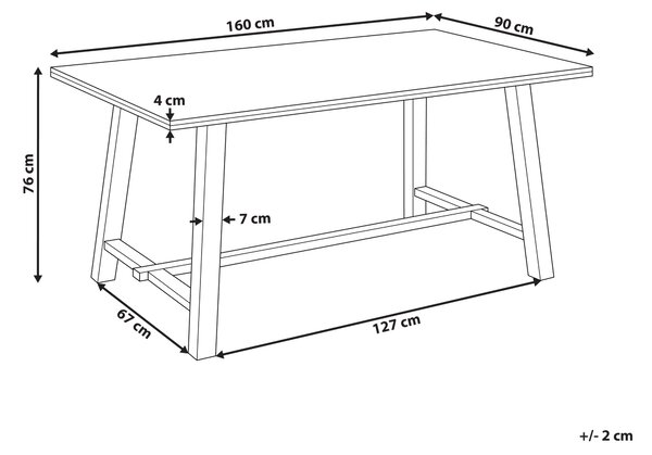 Jedálenský stôl prírodný jaseň MDF 160 x 90 cm nohy z kaučukového dreva dyhovaná doska prírodná povrchová úprava škandinávsky štýl