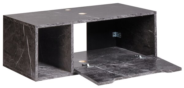 Nástenná kúpeľňová skrinka čierna mramor MDP 80 x 40 cm s 2 policami s vopred pripravenými otvormi moderný štýl kúpeľňa