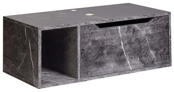 Nástenná kúpeľňová skrinka čierna mramor MDP 80 x 40 cm s 2 policami s vopred pripravenými otvormi moderný štýl kúpeľňa
