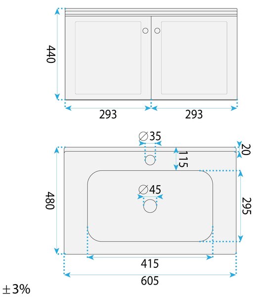 Súprava kúpeľňového nábytku s umývadlom Monti 60cm Grey