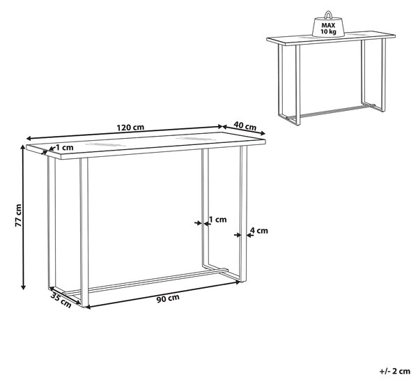 Konzolový stolík biely a strieborný tvrdené sklo oceľ 120 x 40 cm efekt mramoru kovové nohy glamour moderná obývačka predsieň