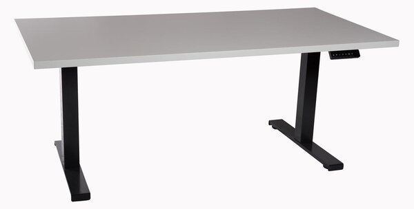Kancelársky stôl, výškovo nastaviteľný, čierna farba, pracovná doska svetlosivá, materiál: melamínová živica, rozmer: 160x80 cm