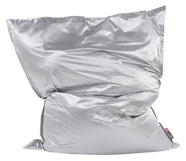 Extra veľký sedací vak strieborný nylonový 180 x 230 cm vodoodolný poťah so zipsom polystyrénová výplň