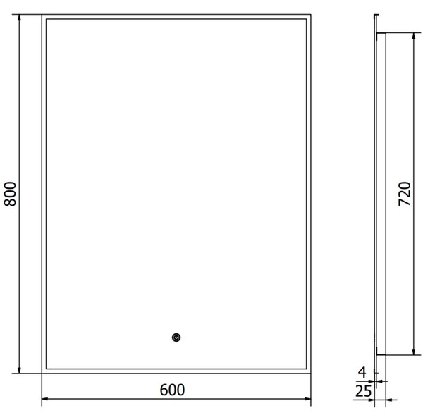 Mexen Erma kúpeľňové zrkadlo osvetlené 60 x 80 cm, LED 6000K, proti zahmlievaniu, čierny rám - 9814-060-080-611-70