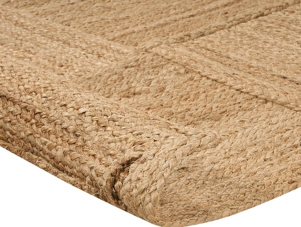 Koberec béžový jutový 300 x 400 cm ručne vyrobený prírodný izbový bytové doplnky boho štýl