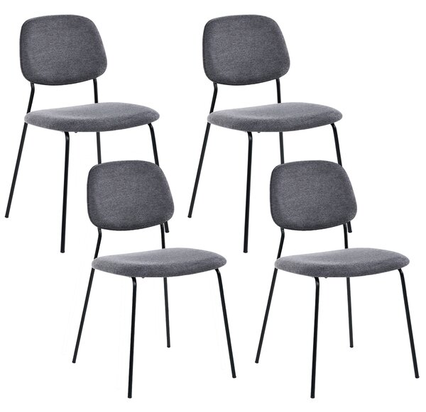 Sada 4 jedálenských stoličiek sivý polyester čierne železné nohy ochranné podložky moderný minimalistický dizajn jedáleň