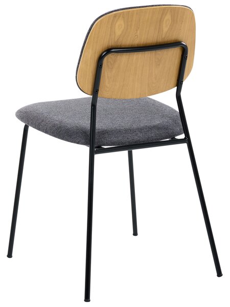 Sada 4 jedálenských stoličiek sivý polyester čierne železné nohy ochranné podložky moderný minimalistický dizajn jedáleň