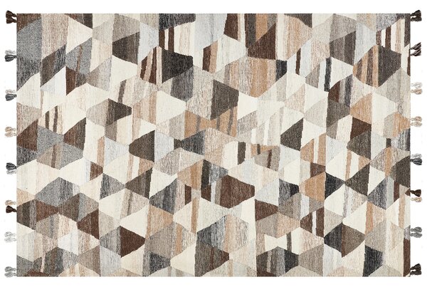 Kelímový koberec viacfarebný vlna a bavlna 200 x 300 cm ručne tkaný boho patchwork vzor so strapcami