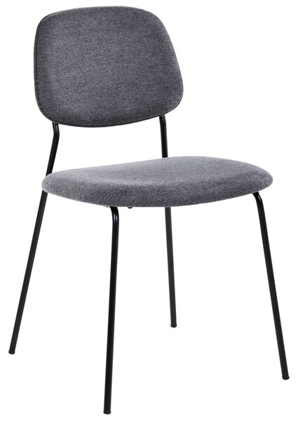 Sada 4 jedálenských stoličiek sivý polyester čierne železné nohy ochranné podložky moderný minimalistický dizajn jedáleň