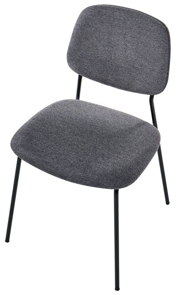 Sada 4 jedálenských stoličiek sivý polyester čierne železné nohy ochranné podložky moderný minimalistický dizajn jedáleň