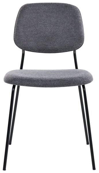 Sada 4 jedálenských stoličiek sivý polyester čierne železné nohy ochranné podložky moderný minimalistický dizajn jedáleň