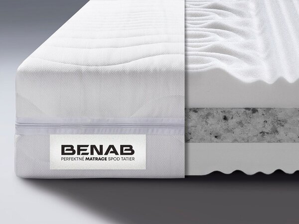 NovýNábytok.sk Penový matrac Benab Taranis Optimal 200x90 cm (T5). Obľúbený, vzdušný, zdravotný sendvičový matrac s obojstrannou 7 zónovou profiláciou kvalitnej PUR peny, pre maximálne ortopedické účinky a pohodlie. 763014