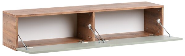 Závesná skrinka pod TV svetlozelená a hnedá 140 cm tv stolík na stenu minimalistický dizajn obývacia izba