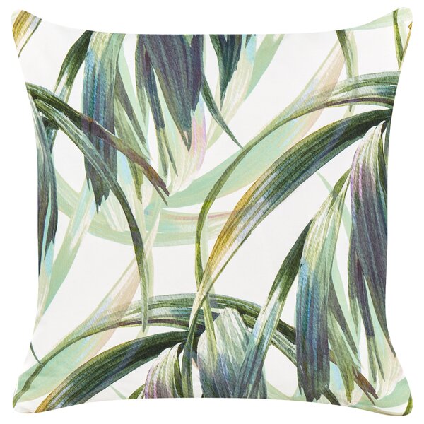 Sada 2 záhradných vankúšov zelená a biela polyester vzor listov 45 x 45 cm moderný štýl vonkajšie dekorácie vodoodolné