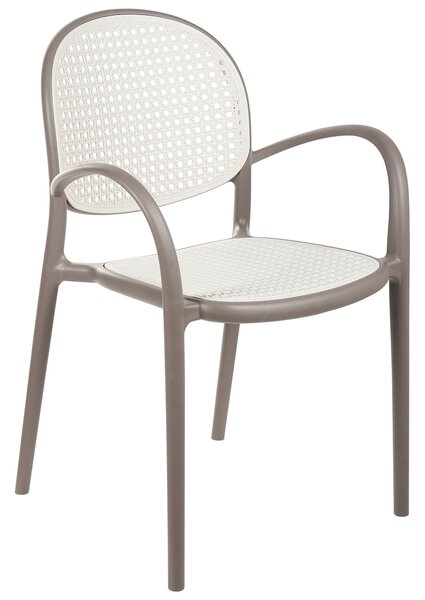 Sada 2 jedálenských stoličiek svetlohnedá plastová záhrada vonkajšia kuchyňa retro dizajn