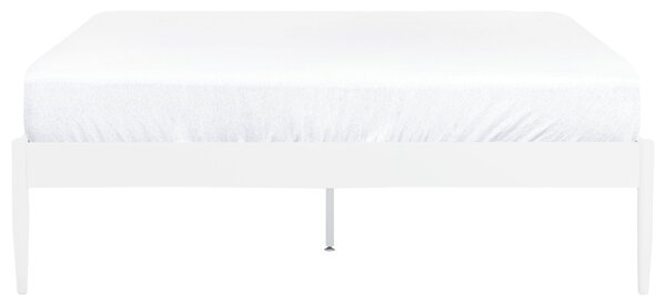 Posteľ biela kovová 160 x 200 cm lamely z preglejky minimalistický industriálny dizajn spálňa