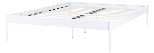 Posteľ biela kovová 160 x 200 cm lamely z preglejky minimalistický industriálny dizajn spálňa