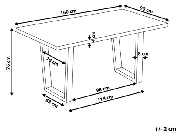Jedálenský stôl tmavý orech čierna MDF kov 160 x 90 cm obdĺžnikový tvar pre 6 osôb moderný industriálny štýl kuchyňa jedáleň