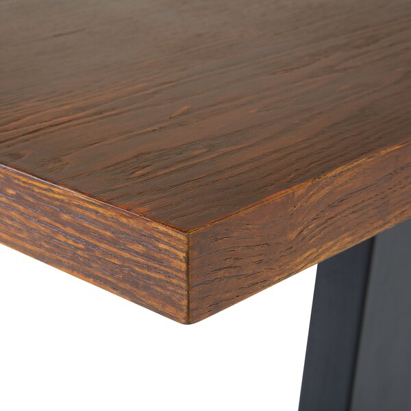 Jedálenský stôl tmavý orech čierna MDF kov 160 x 90 cm obdĺžnikový tvar pre 6 osôb moderný industriálny štýl kuchyňa jedáleň
