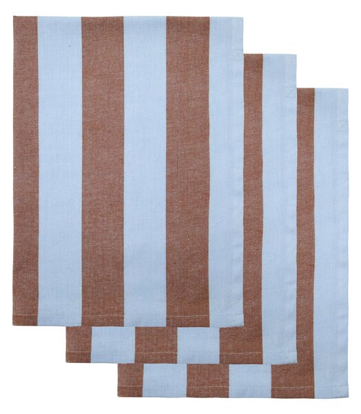Bavlnená utierka Light Blue / Brown – set 3 ks
