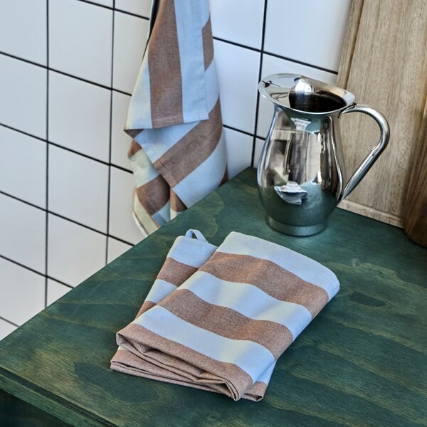 Bavlnená utierka Light Blue / Brown – set 3 ks