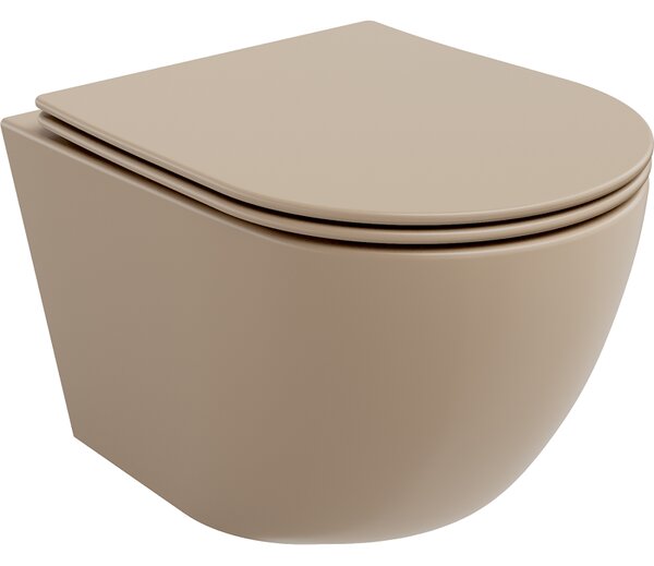Mexen Lena WC misa Rimless s doskou s pomalým zatváraním slim, duroplast, cappuccino mat - 30224064