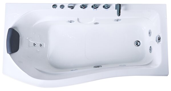 Obdĺžniková vírivá vaňa biela ABS 170 x 90 cm hydromasážne trysky LED svetlá moderná kúpeľňa