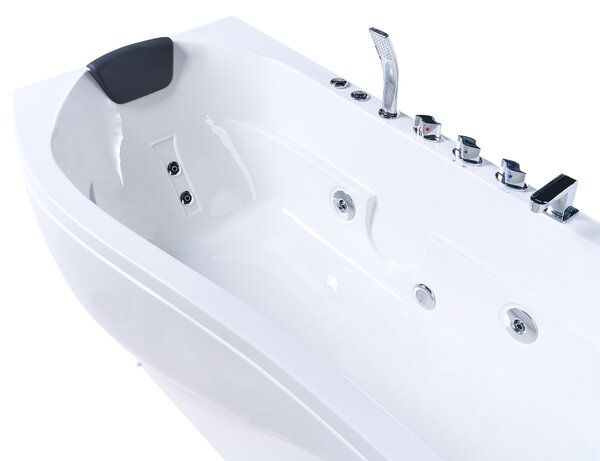 Obdĺžniková vírivá vaňa biela ABS 170 x 90 cm hydromasážne trysky LED svetlá moderná kúpeľňa