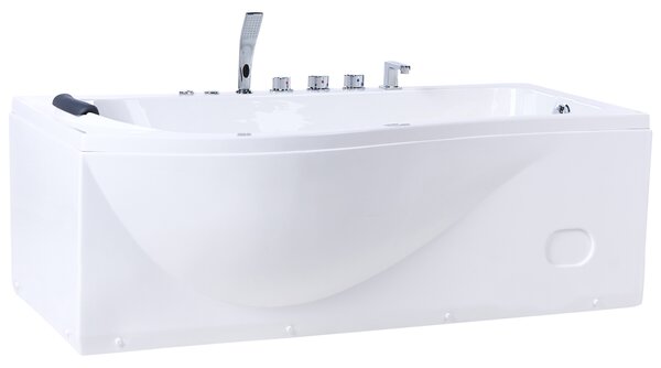 Obdĺžniková vírivá vaňa biela ABS 170 x 90 cm hydromasážne trysky LED svetlá moderná kúpeľňa