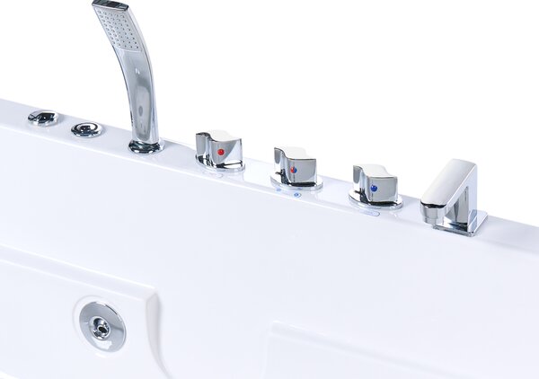 Obdĺžniková vírivá vaňa biela ABS 170 x 90 cm hydromasážne trysky LED svetlá moderná kúpeľňa