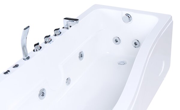 Obdĺžniková vírivá vaňa biela ABS 170 x 90 cm hydromasážne trysky LED svetlá moderná kúpeľňa