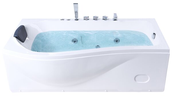 Obdĺžniková vírivá vaňa biela ABS 170 x 90 cm hydromasážne trysky LED svetlá moderná kúpeľňa