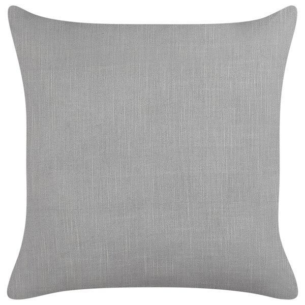 Sada 2 dekoratívnych ľanových vankúšov sivý a biely pruhovaný vzor 50 x 50 cm bytové doplnky