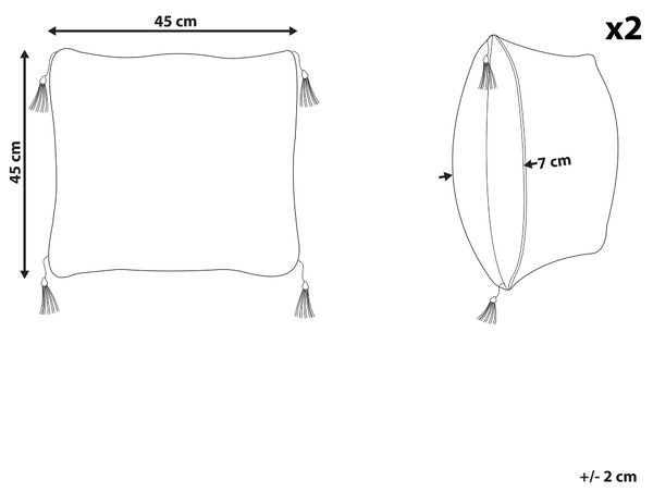 Sada 2 vankúšov biela a čierna obliečka polyester 45 x 45 cm dekoratívne vankúše geometrický vzor
