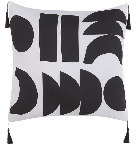 Sada 2 vankúšov biela a čierna obliečka polyester 45 x 45 cm dekoratívne vankúše geometrický vzor