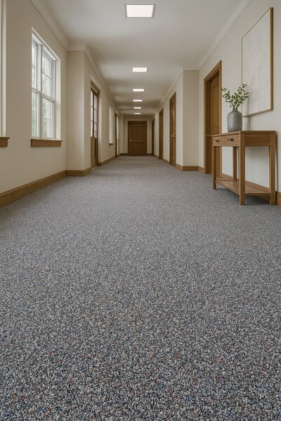 Timzo , Koberec metráž New Techno 3525 šedé, na mieru, šíře 4m,5m, šedá, ab (mriežka), chodba / predsieň